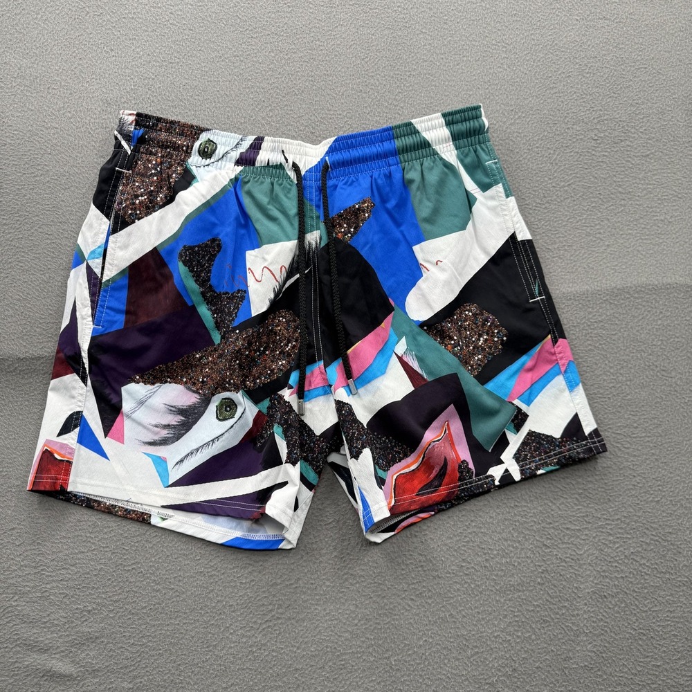 Vilebrequin Swim Shorts Mens XL Multicolor Geometric Print Trunks Lined Beach
